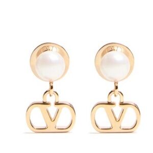 Valentino Garavani Gold Pearl Drop Earrings